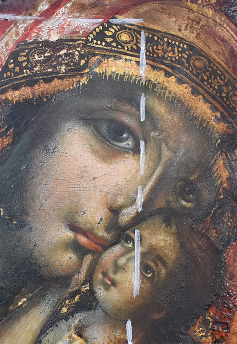 Богородица са Христом (Умиљеније) - у току рестаурације